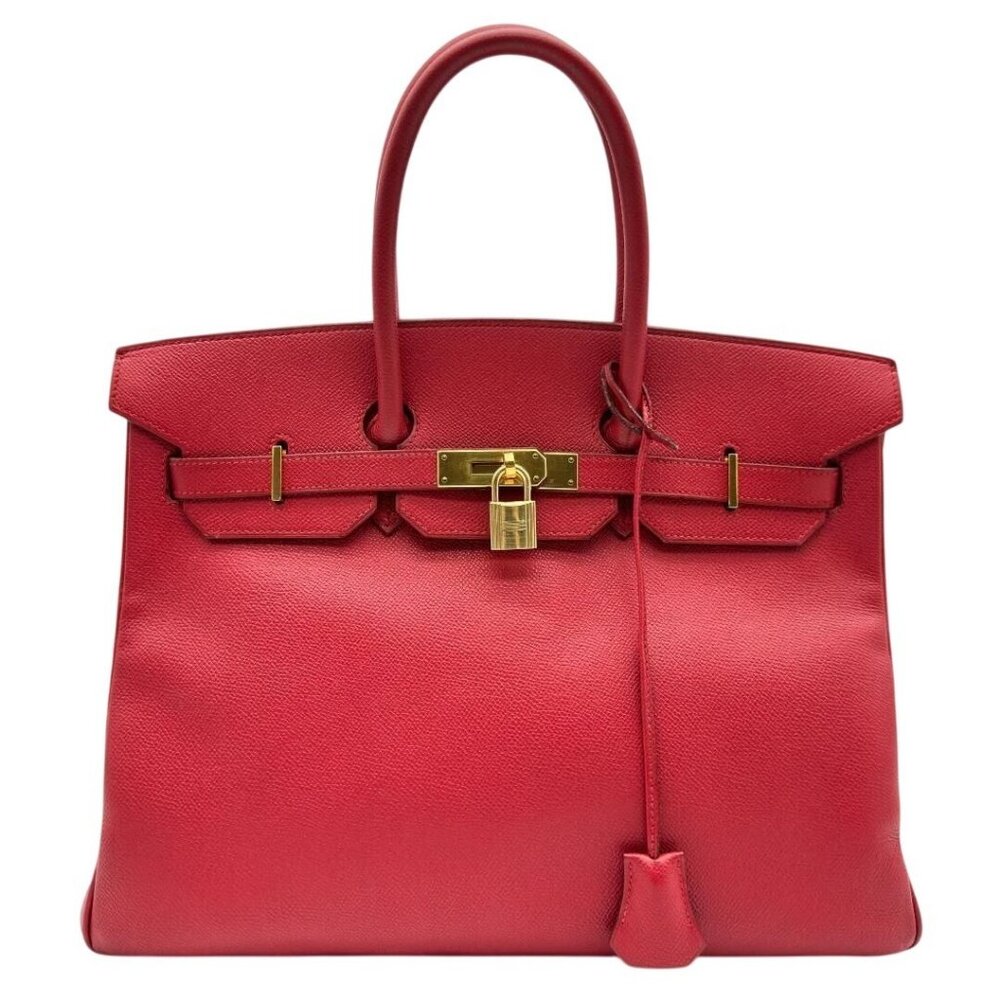 HERMES Birkin 35 GHW Vintage Rouge Vif Epsom Leather Shoulder Bag - Picture 1 of 10
